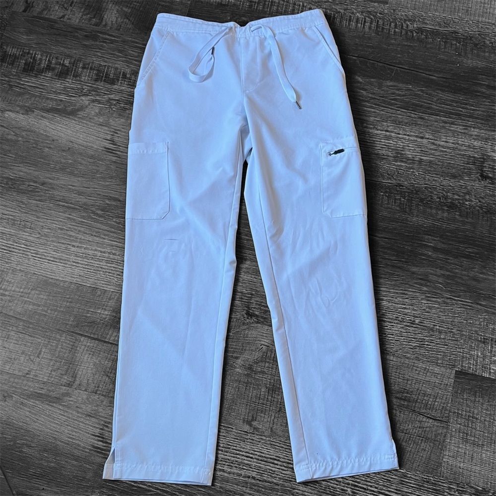ADAR Women's Scrub Pants Skinny Leg Cargo Pant White